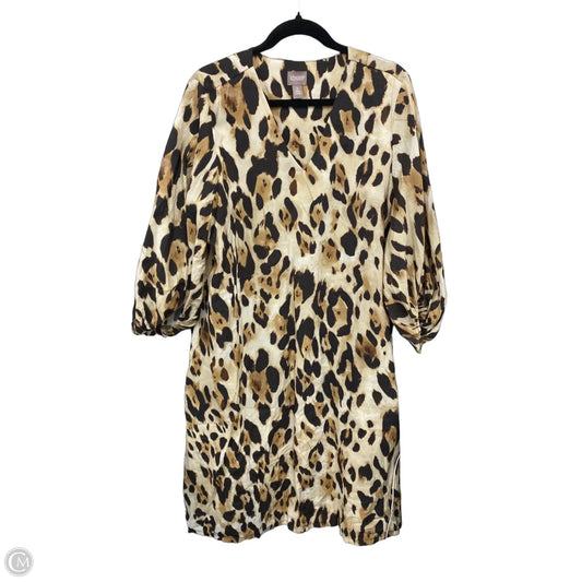 Dress Casual Midi By Chicos In Brown & Cream, Size: L