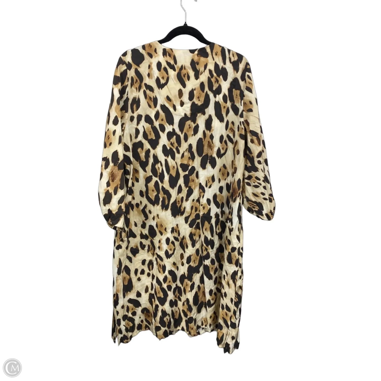 Dress Casual Midi By Chicos In Brown & Cream, Size: L