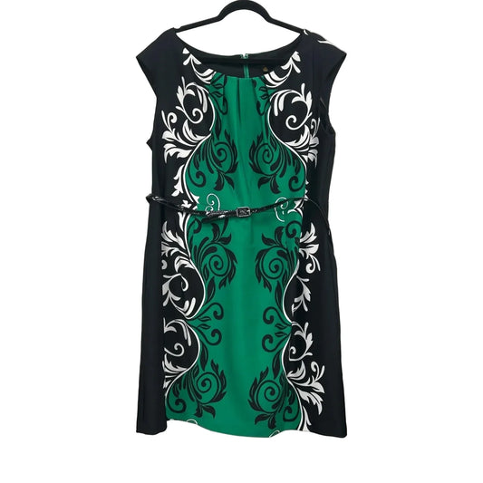 Dress Casual Midi By Clothes Mentor In Black & Green, Size: 18
