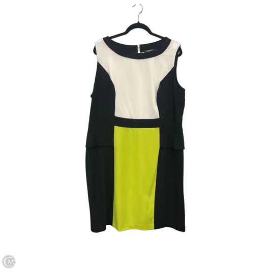 Dress Casual Midi By Glamour In Black & Green, Size: 18