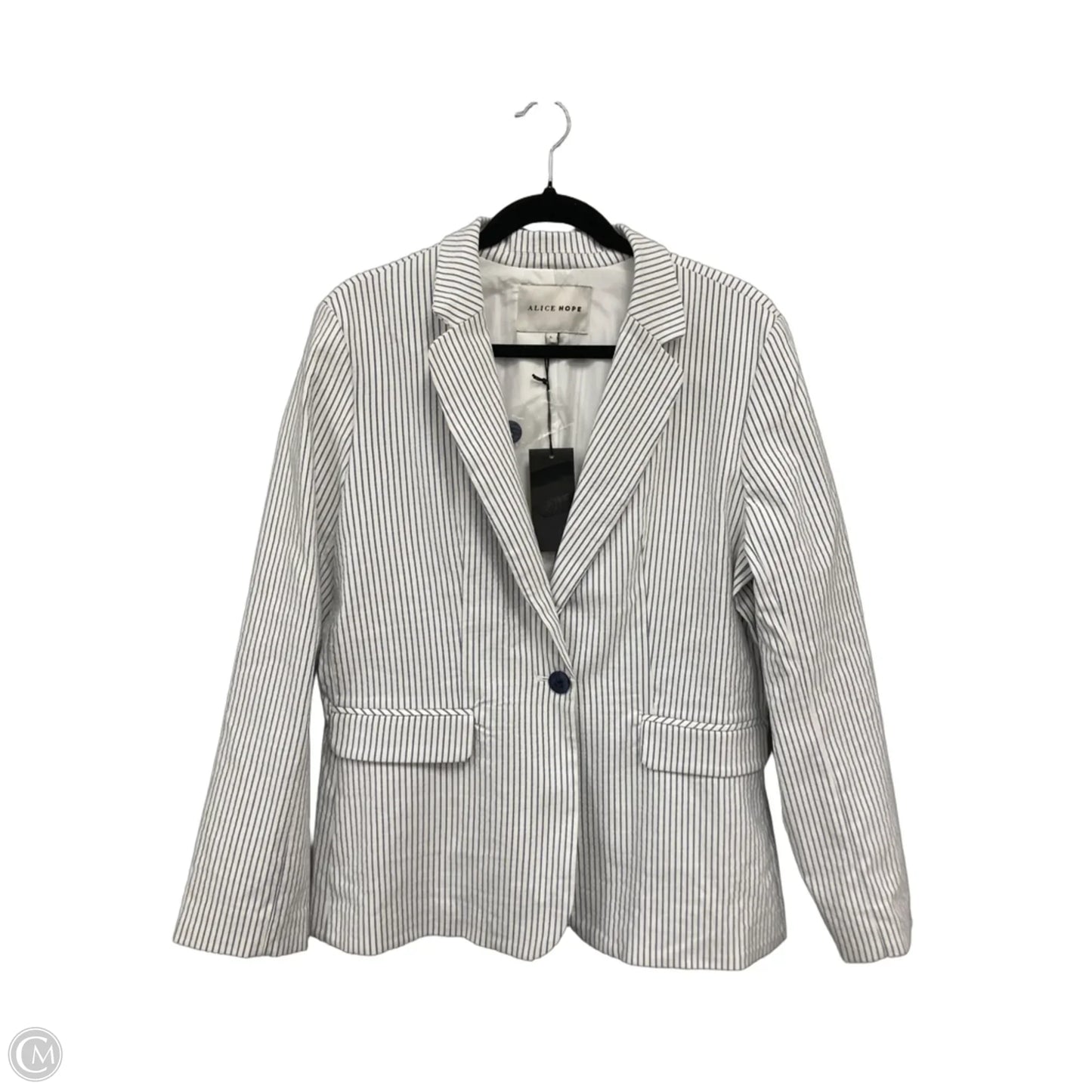 Blazer By Clothes Mentor In Blue & White, Size: L