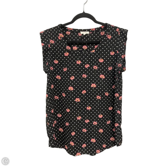 Blouse Short Sleeve By Pleione In Black & Pink, Size: M