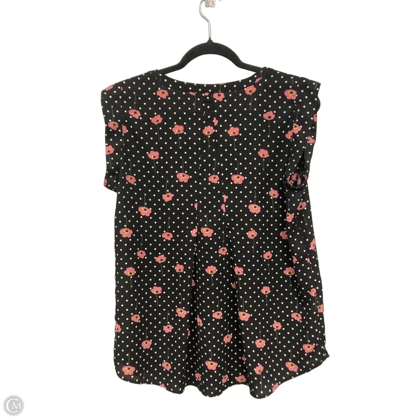 Blouse Short Sleeve By Pleione In Black & Pink, Size: M