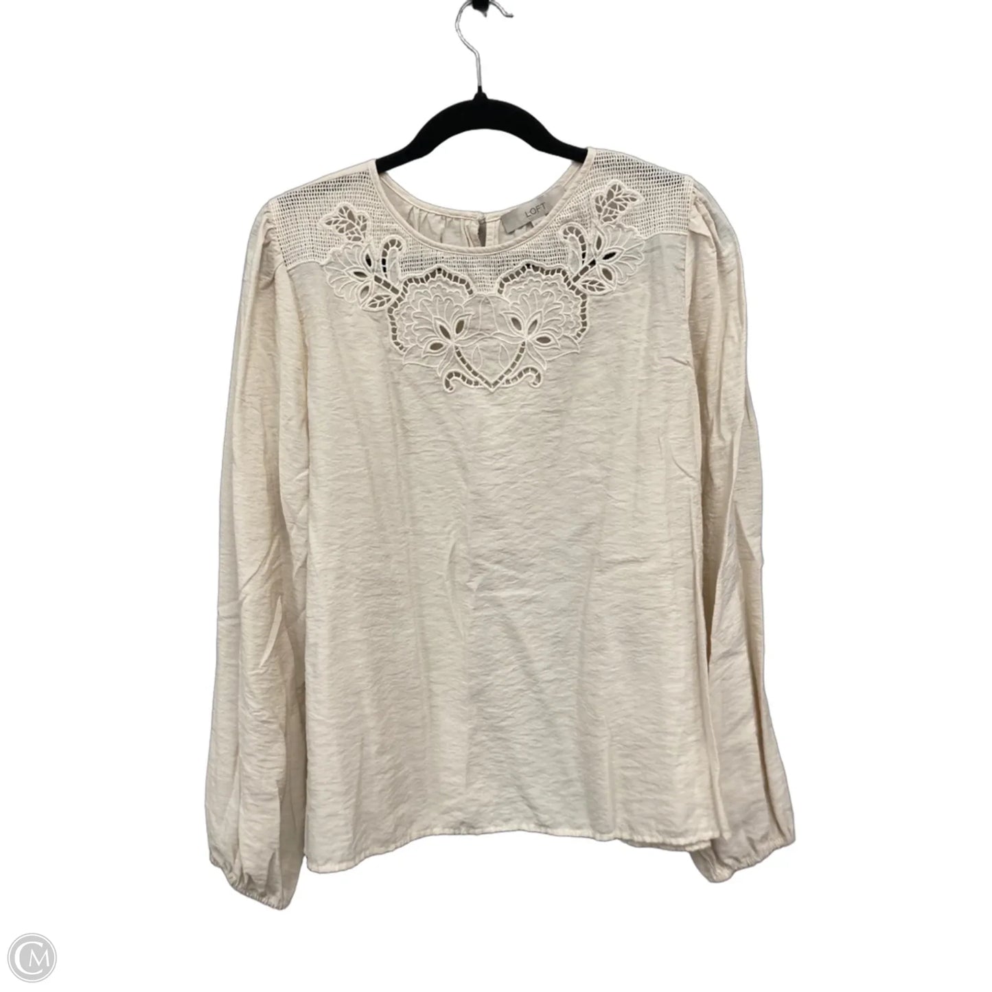 Top Long Sleeve By Loft In Cream, Size: Xl