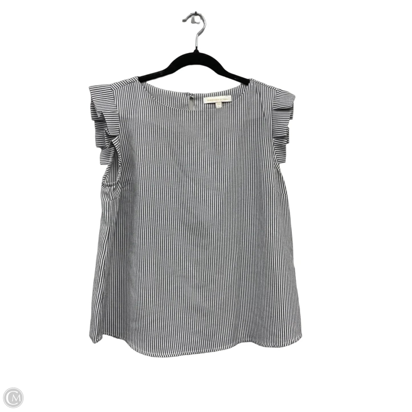 Top Short Sleeve By Monteau In Grey & White, Size: L