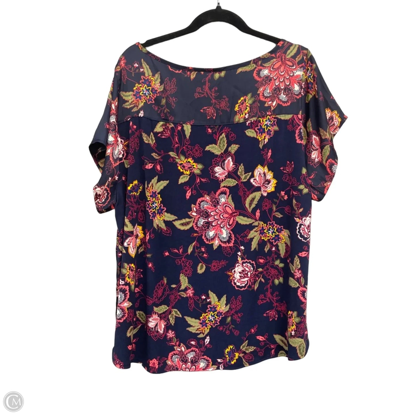 Blouse Short Sleeve By Lane Bryant In Blue & Pink, Size: 18