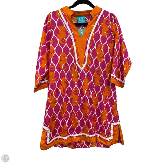 Dress Casual Short By Escapada Living In Orange & Pink, Size: L