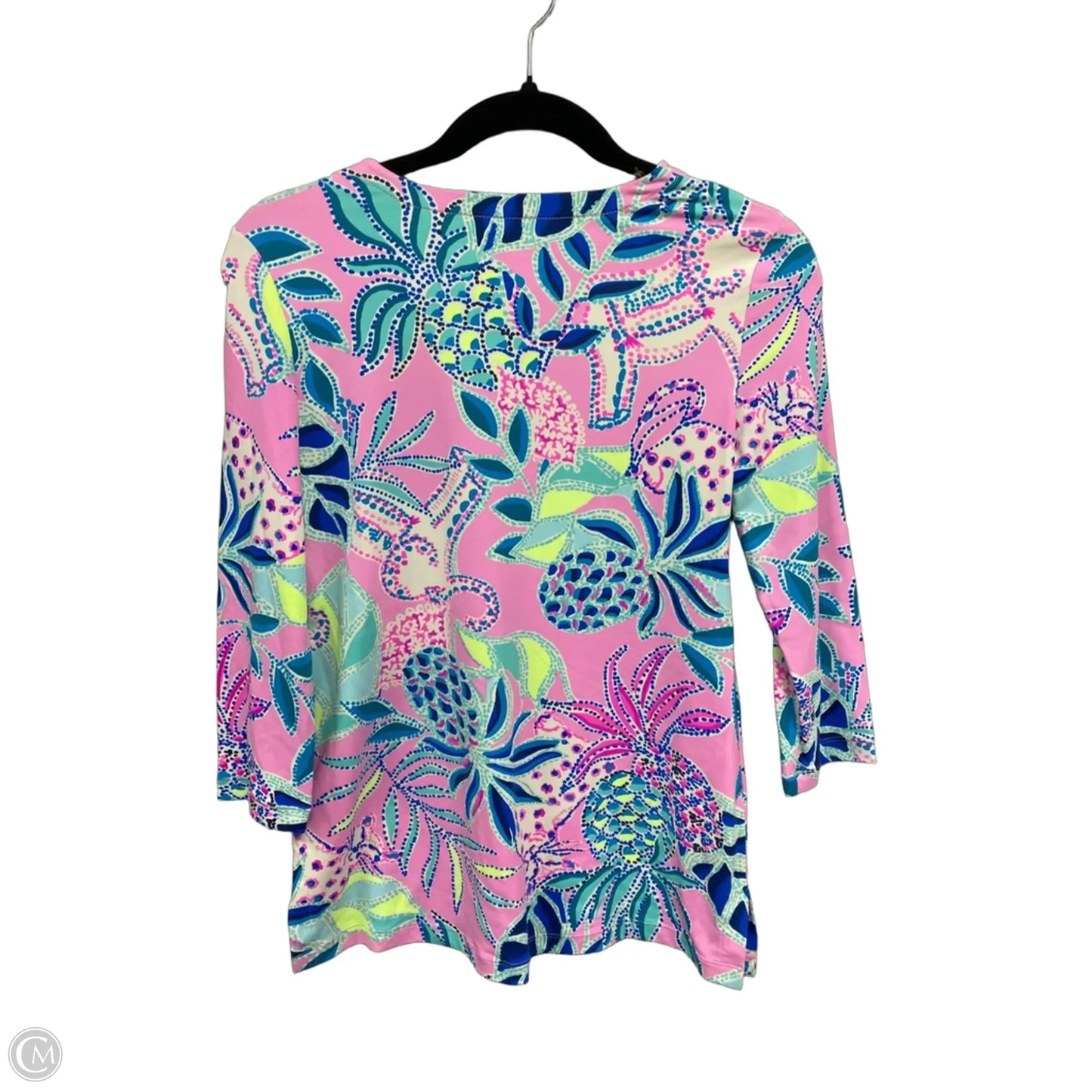 Top 3/4 Sleeve Designer By Lilly Pulitzer In Blue & Pink, Size: Xxs