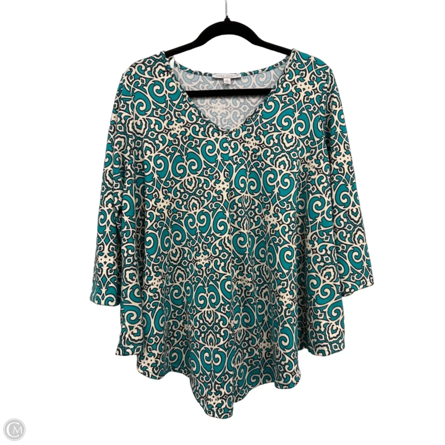 Top Short Sleeve By Green Envelope In Cream & Green, Size: 1x
