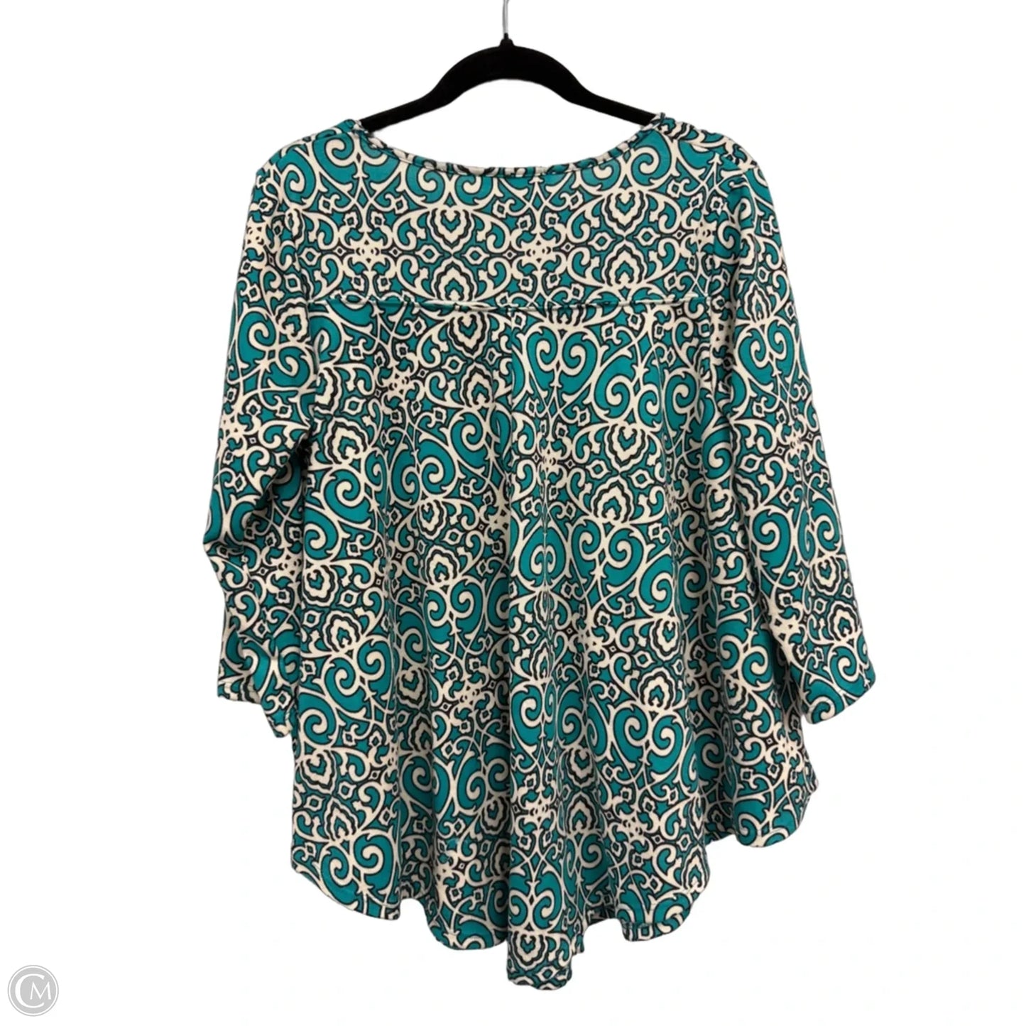 Top Short Sleeve By Green Envelope In Cream & Green, Size: 1x