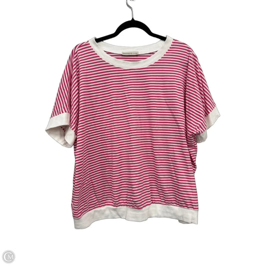 Top Short Sleeve By Zenana In Pink & White, Size: 1x