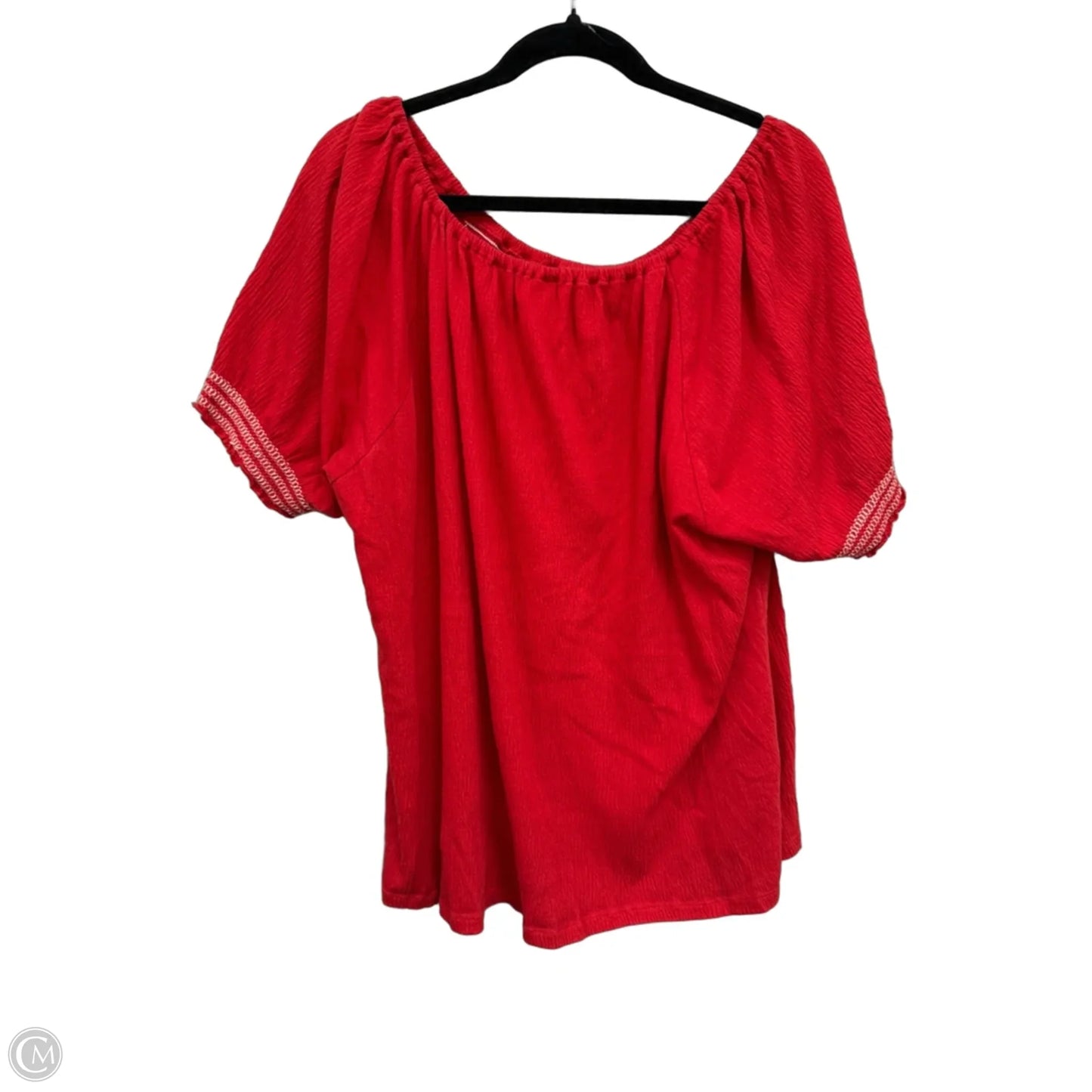 Top Short Sleeve By Clothes Mentor In Red & White, Size: 16
