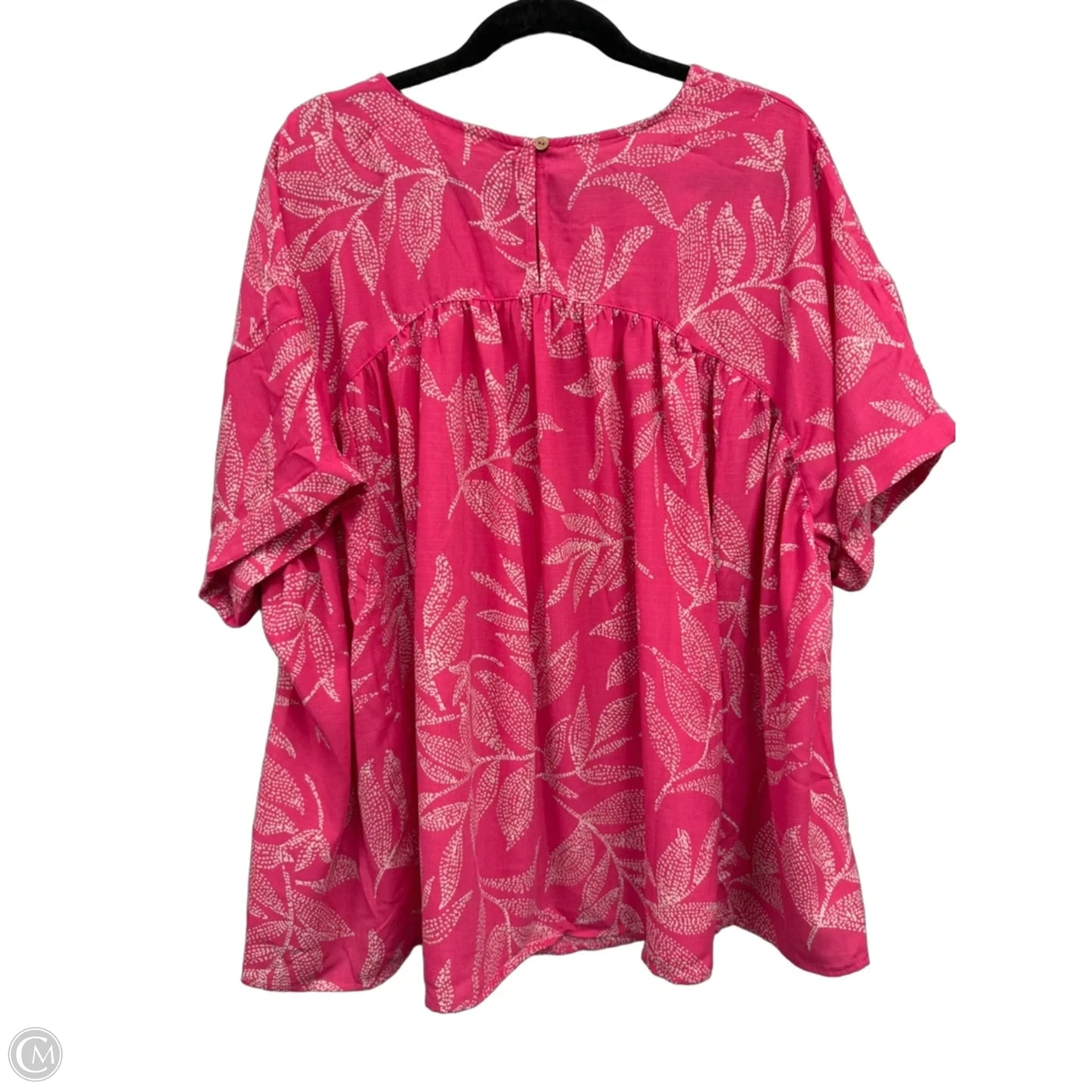 Top Short Sleeve By Easel In Pink & White, Size: 1x