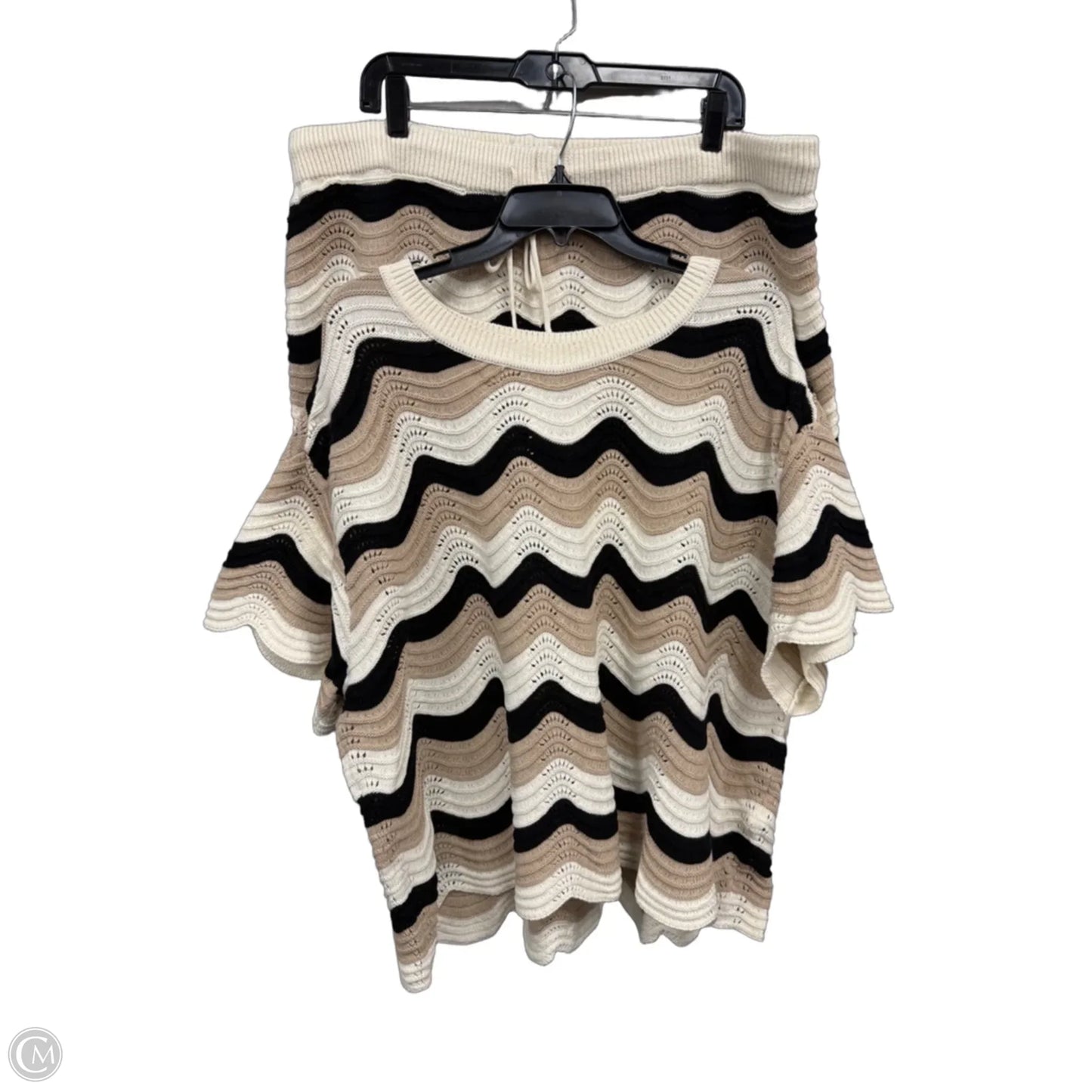 Shorts Set By Clothes Mentor In Black & Cream, Size: 2x