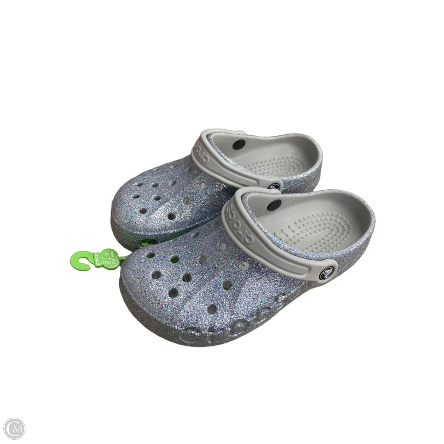 Shoes Flats By Crocs In Silver, Size: 7