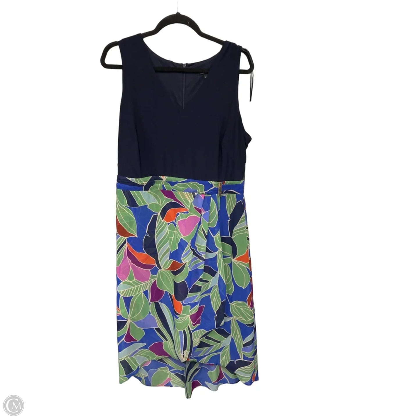 Dress Casual Maxi By Clothes Mentor In Blue & Green, Size: 14