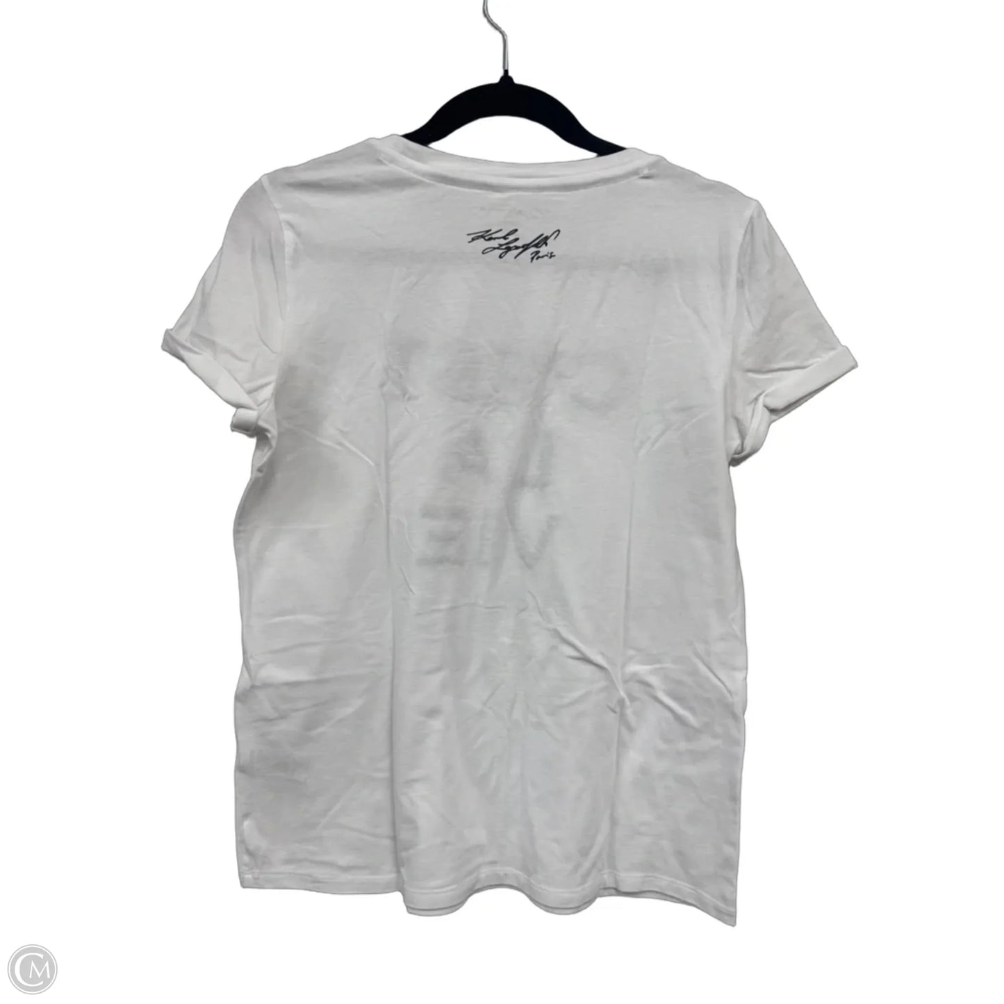 Top Short Sleeve Designer By Karl Lagerfeld In Black & White, Size: S