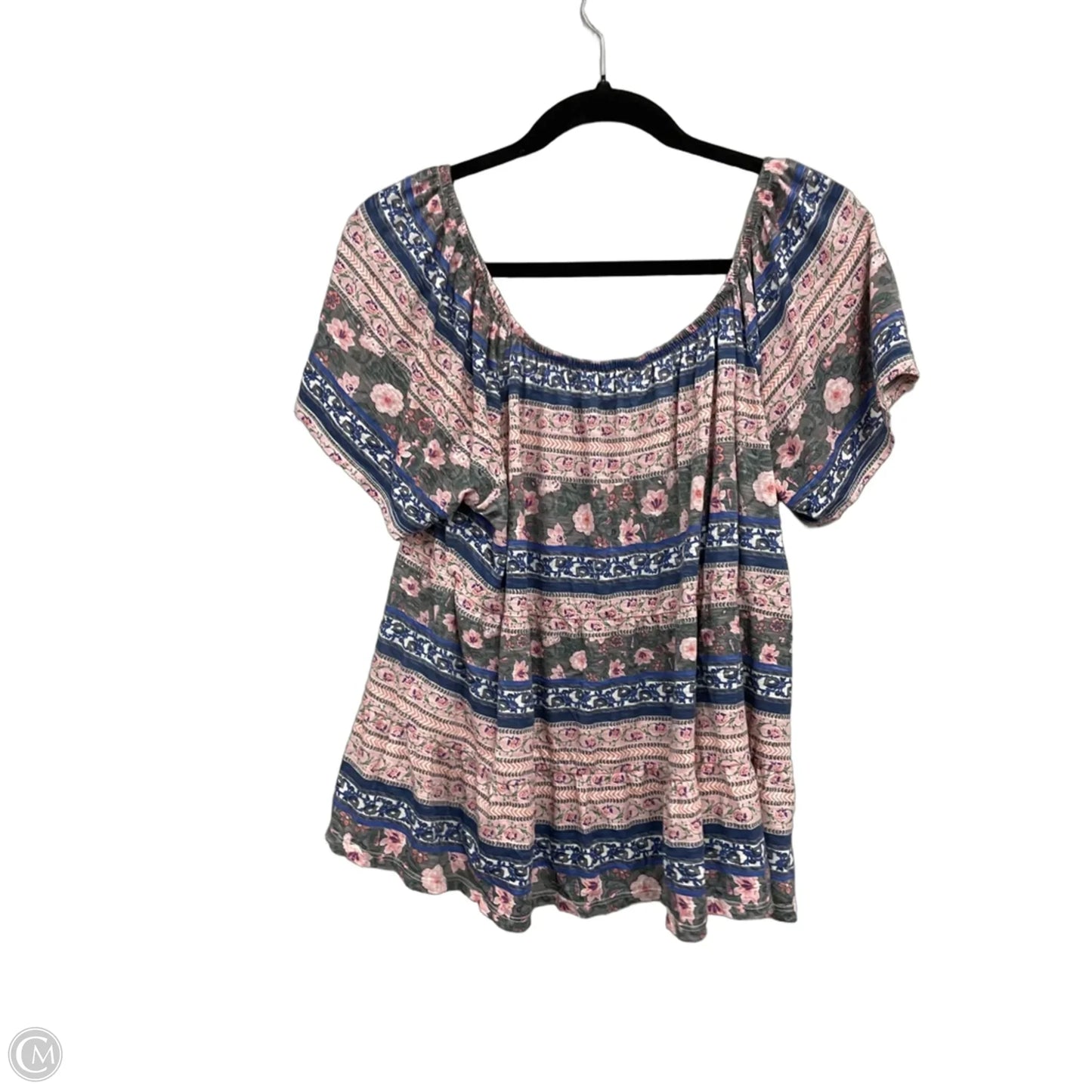 Top Short Sleeve By Lucky Brand In Blue & Pink, Size: Xl