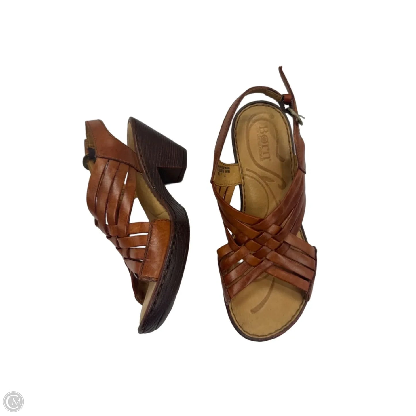 Sandals Heels Kitten By Born In Brown, Size: 7