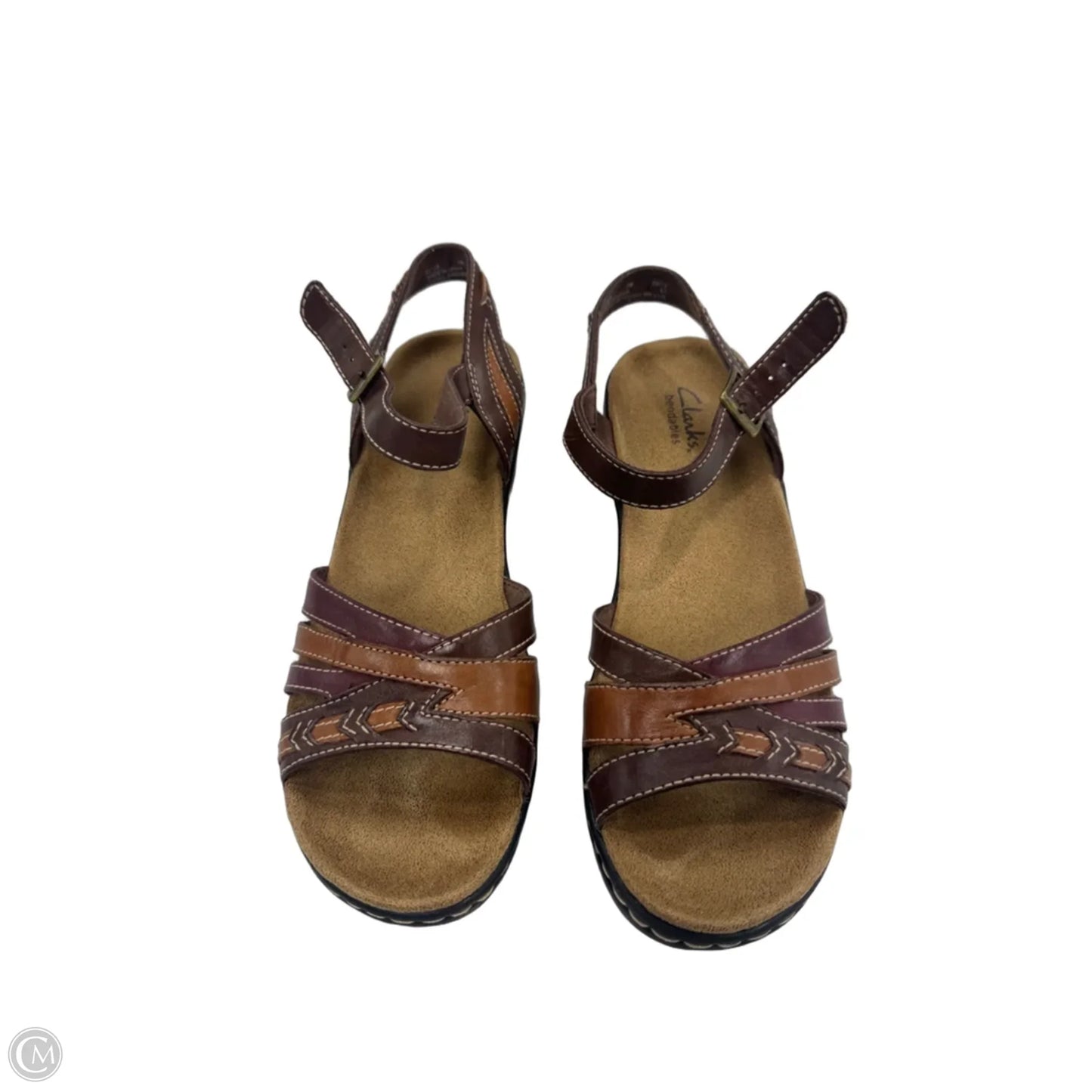Sandals Heels Wedge By Clarks In Brown, Size: 7