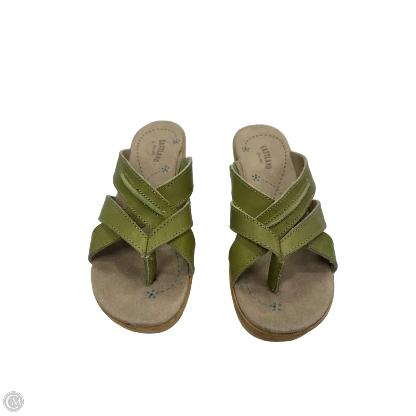 Sandals Heels Wedge By Eastland In Green & Tan, Size: 7