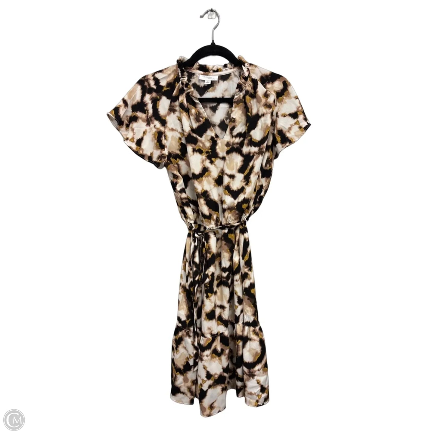 Dress Casual Midi By Morgan Taylor In Brown & Cream, Size: M