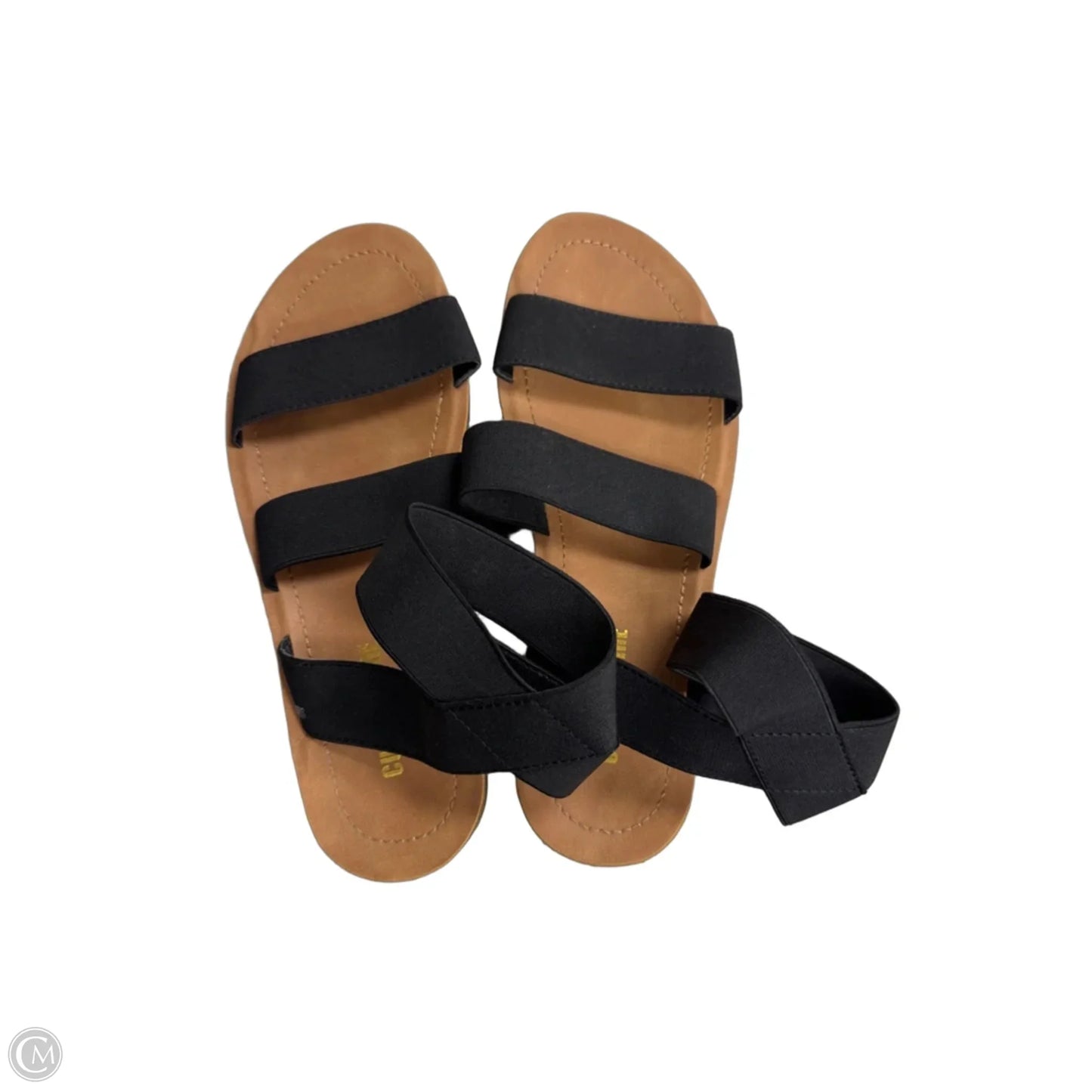 Sandals Flats By Cushionaire In Black & Tan, Size: 7.5
