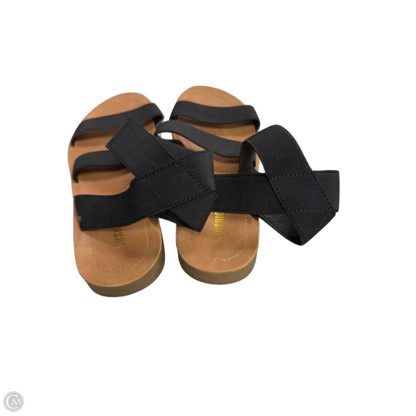 Sandals Flats By Cushionaire In Black & Tan, Size: 7.5
