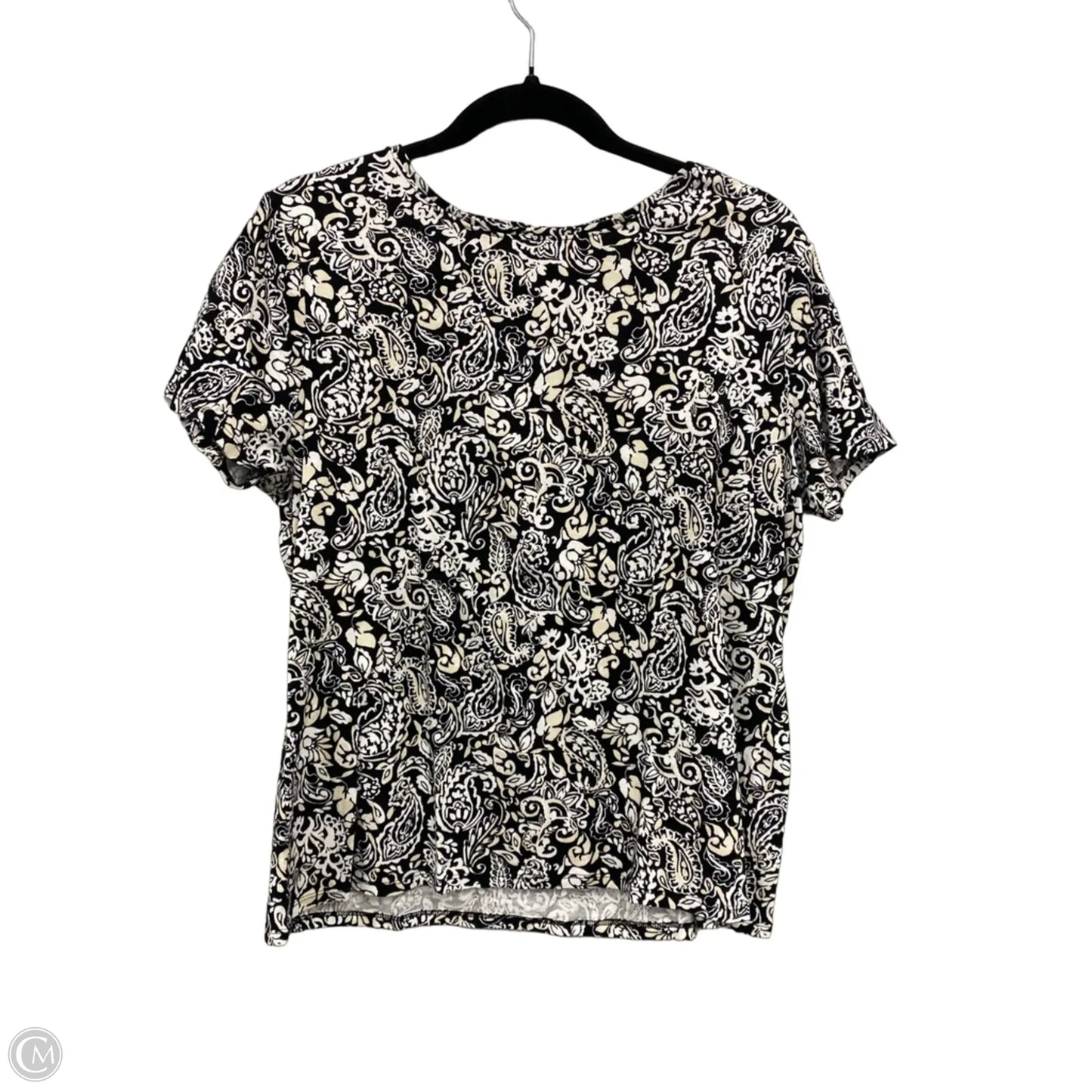 Top Short Sleeve By Croft And Barrow In Black & Cream, Size: L