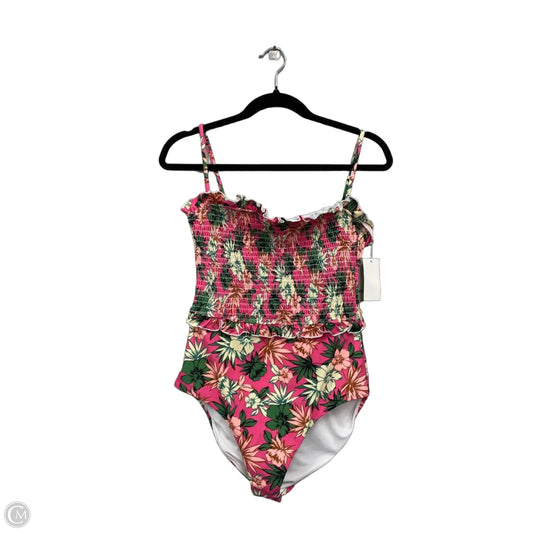 Swimsuit By Clothes Mentor In Green & Pink, Size: L