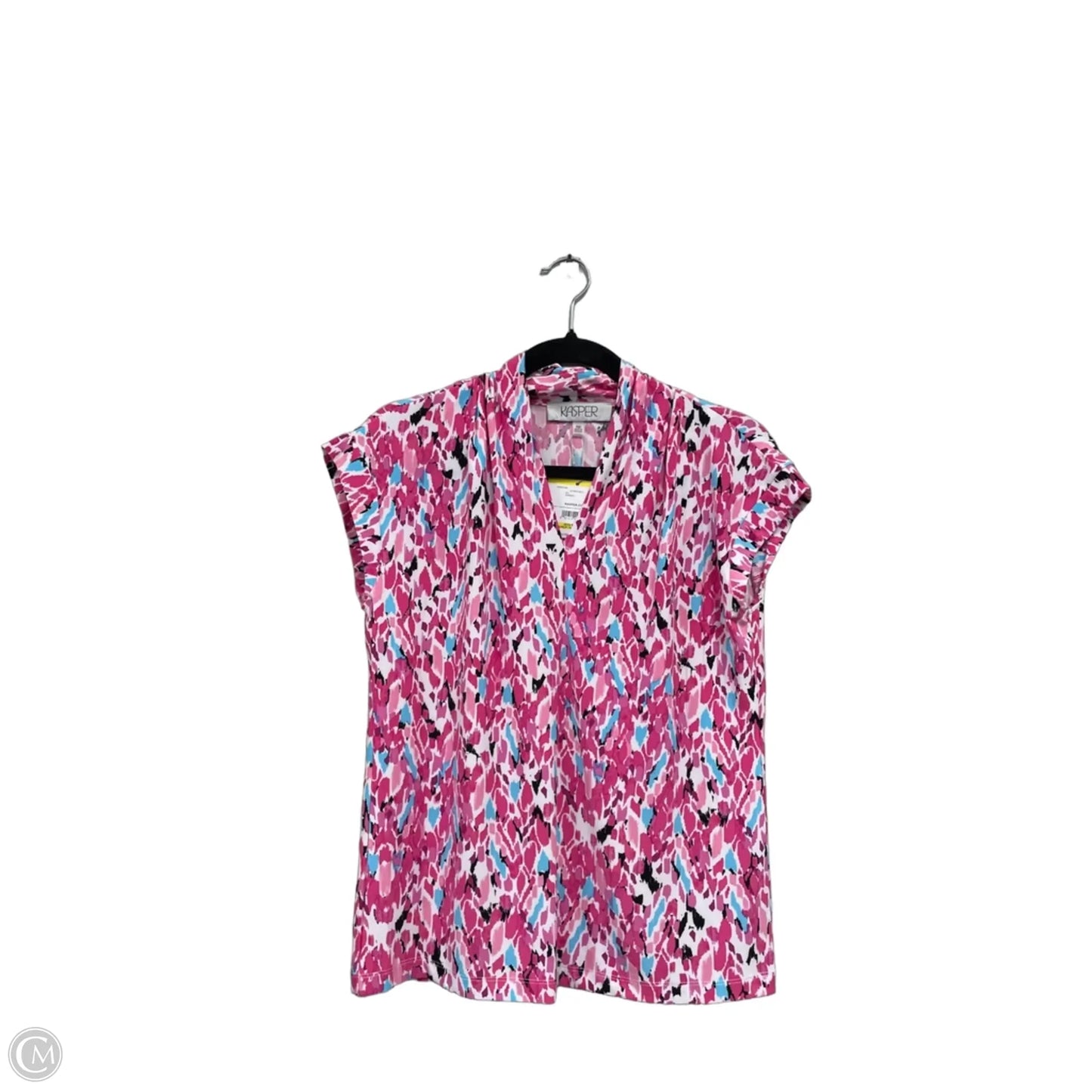 Top Short Sleeve By Kasper In Blue & Pink, Size: Mp