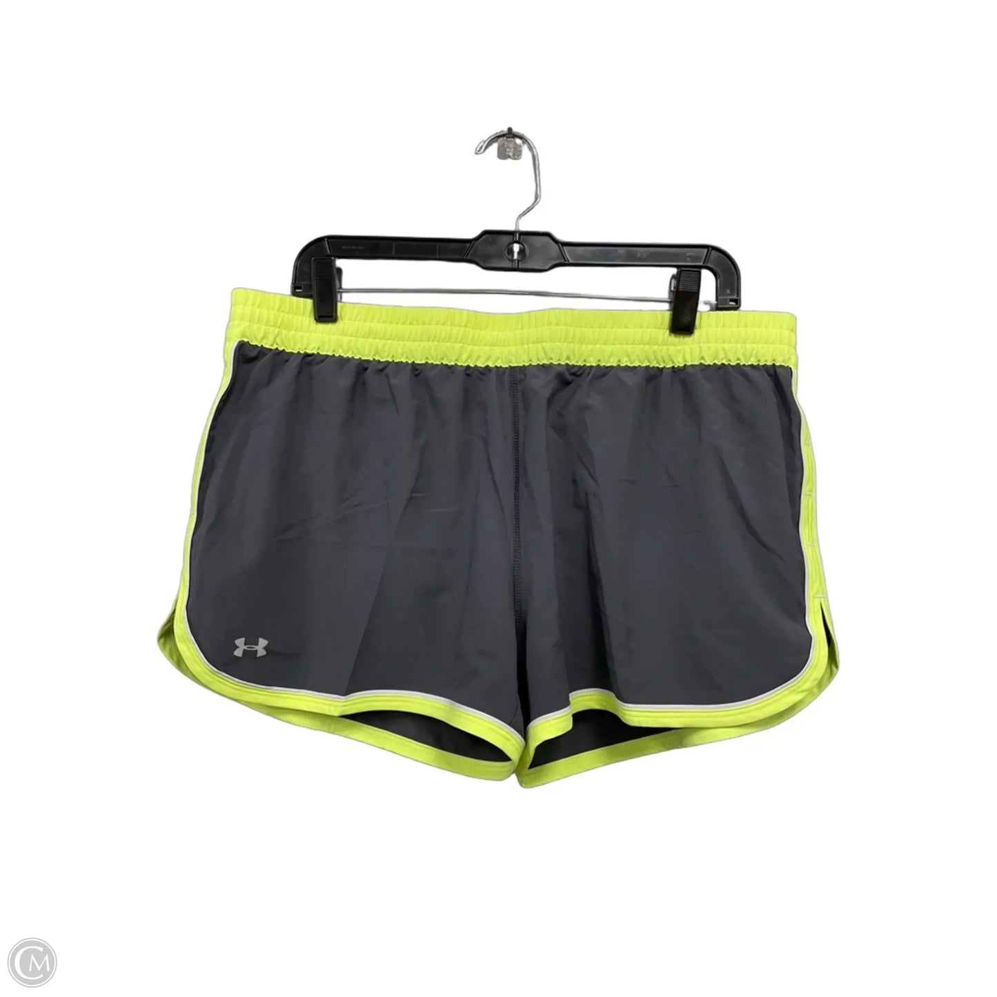 Athletic Shorts By Under Armour In Grey & Yellow, Size: L