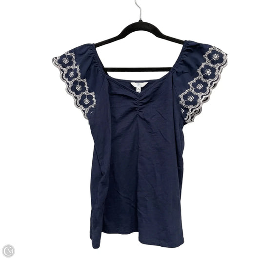 Top Short Sleeve By Time And Tru In Blue & White, Size: S