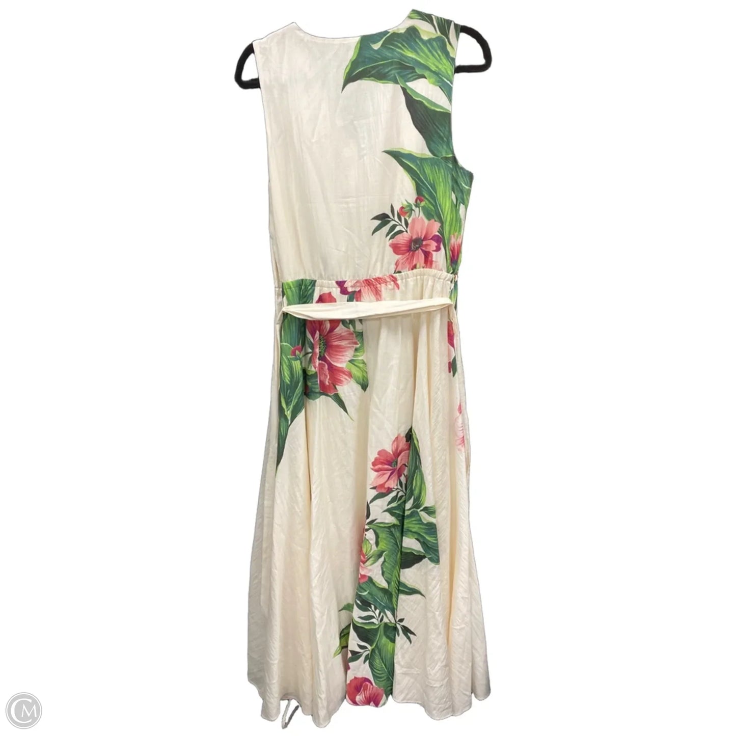 Dress Casual Maxi By White House Black Market In Cream & Green, Size: L