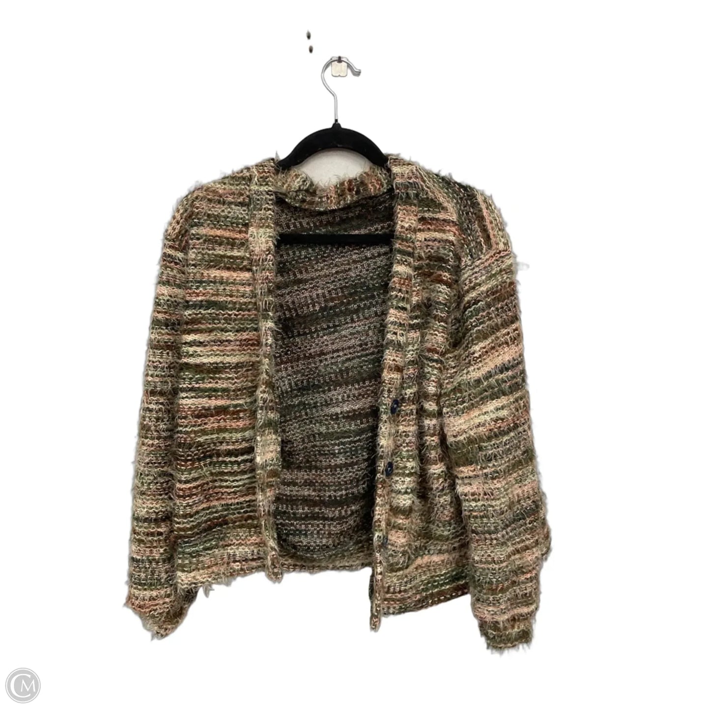 Sweater Cardigan By Clothes Mentor In Green & Pink, Size: S