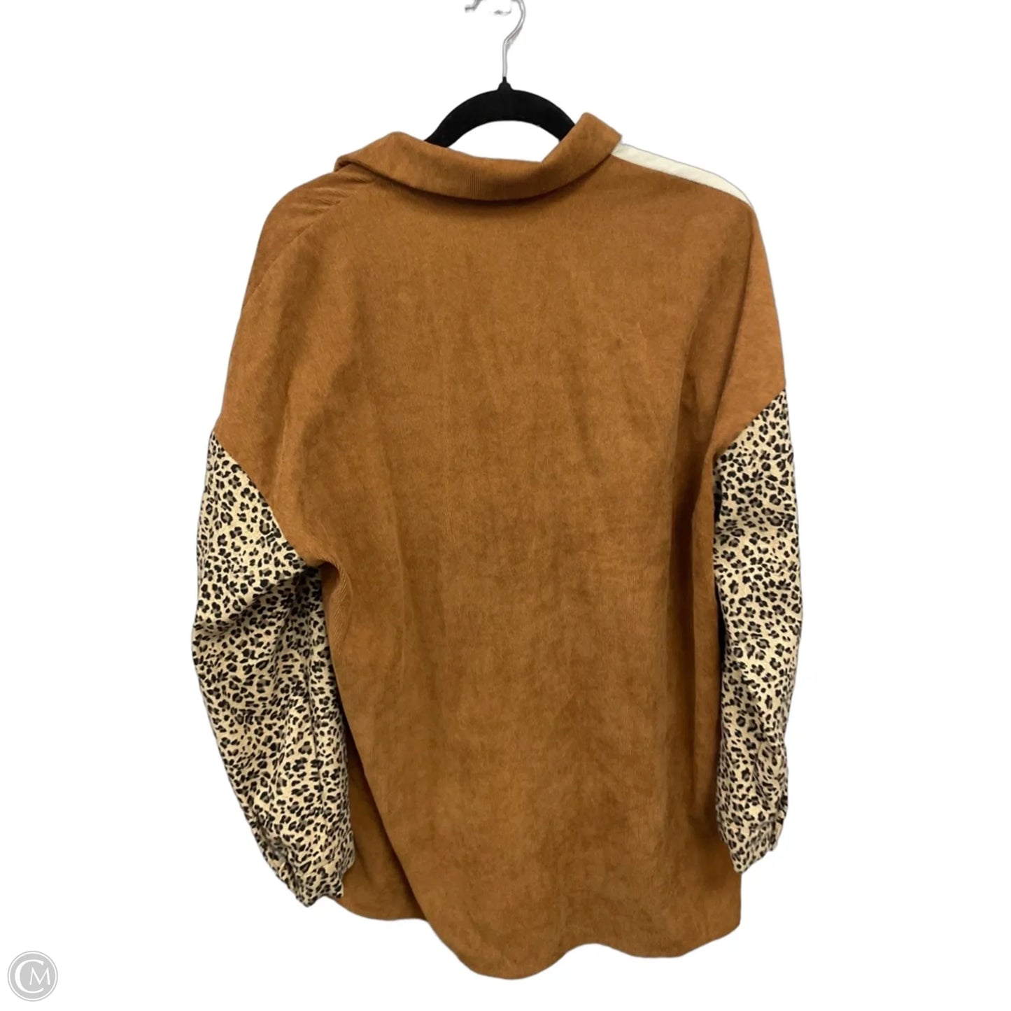 Top Long Sleeve By Shein In Brown & Cream, Size: M