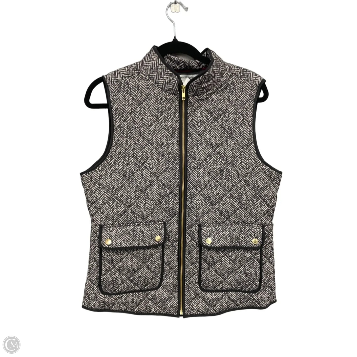 Vest Puffer & Quilted By Catherine Malandrino In Black & Cream, Size: L