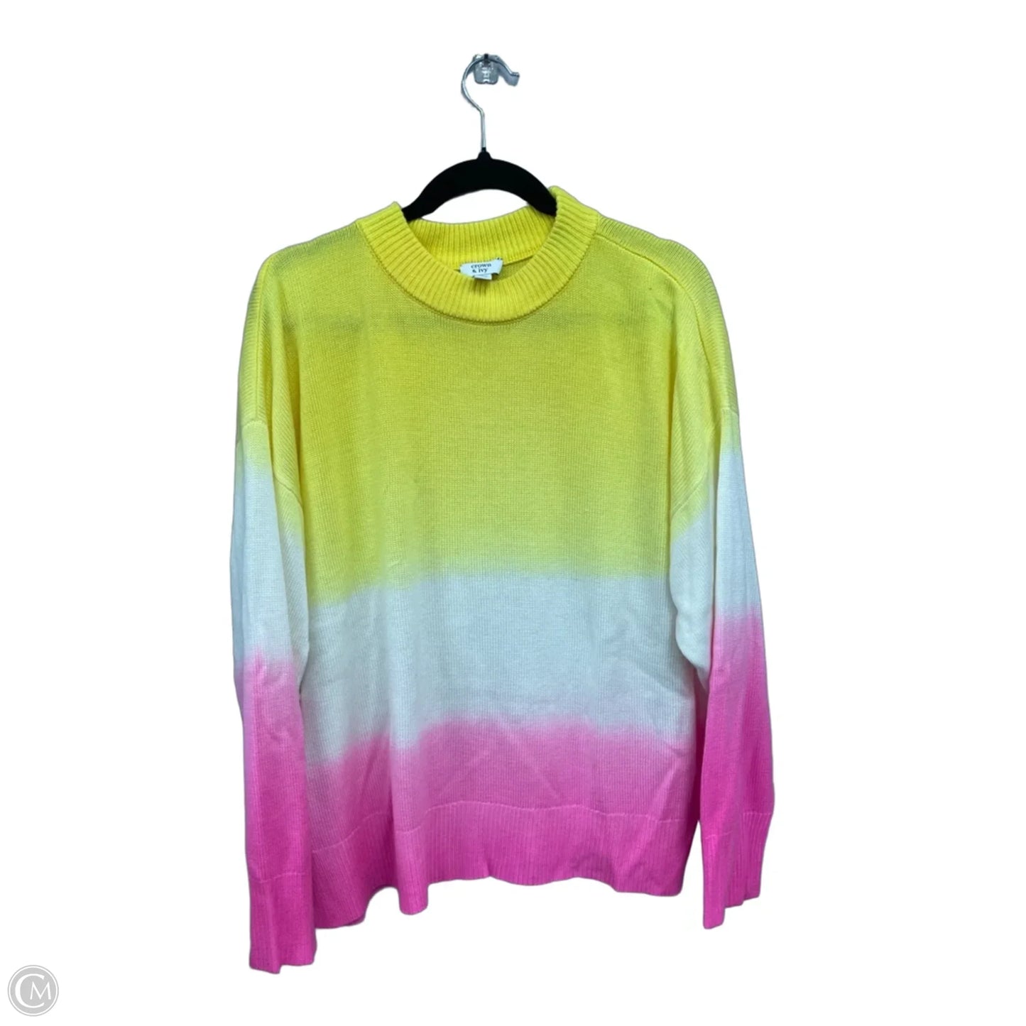 Sweater By Crown And Ivy In Pink & Yellow, Size: L