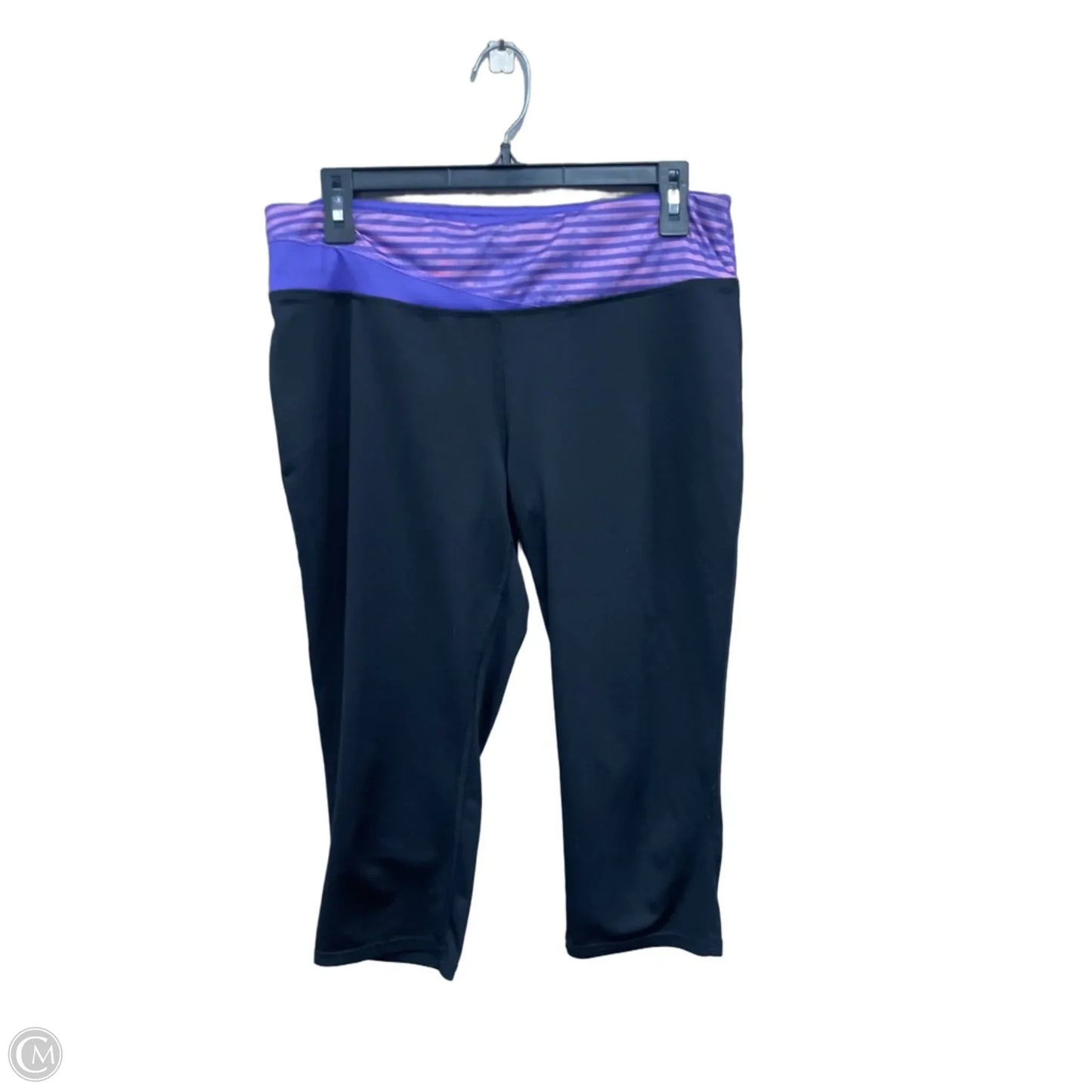 Athletic Capris By Tek Gear In Black & Purple, Size: L