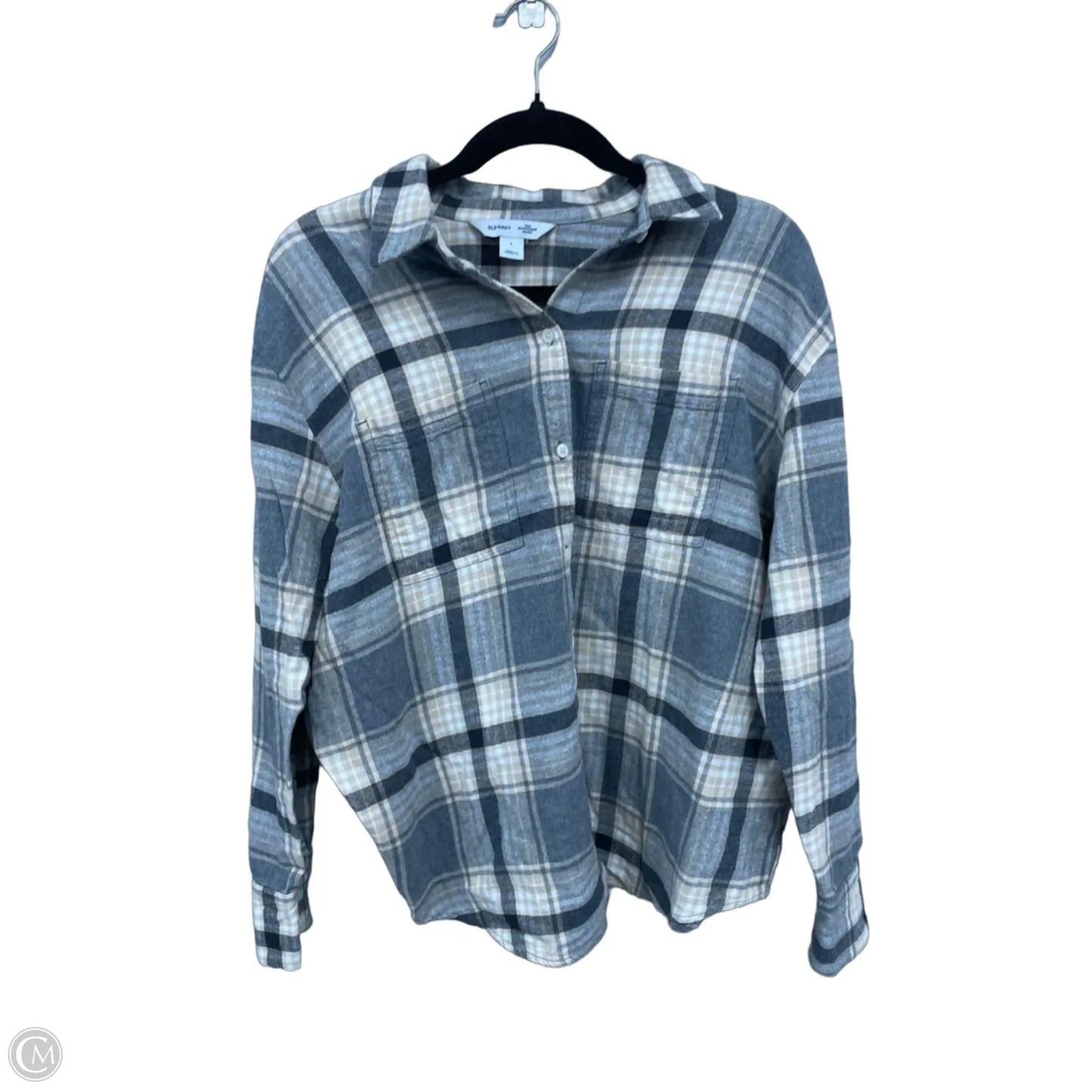 Top Long Sleeve By Old Navy In Grey & Tan, Size: L