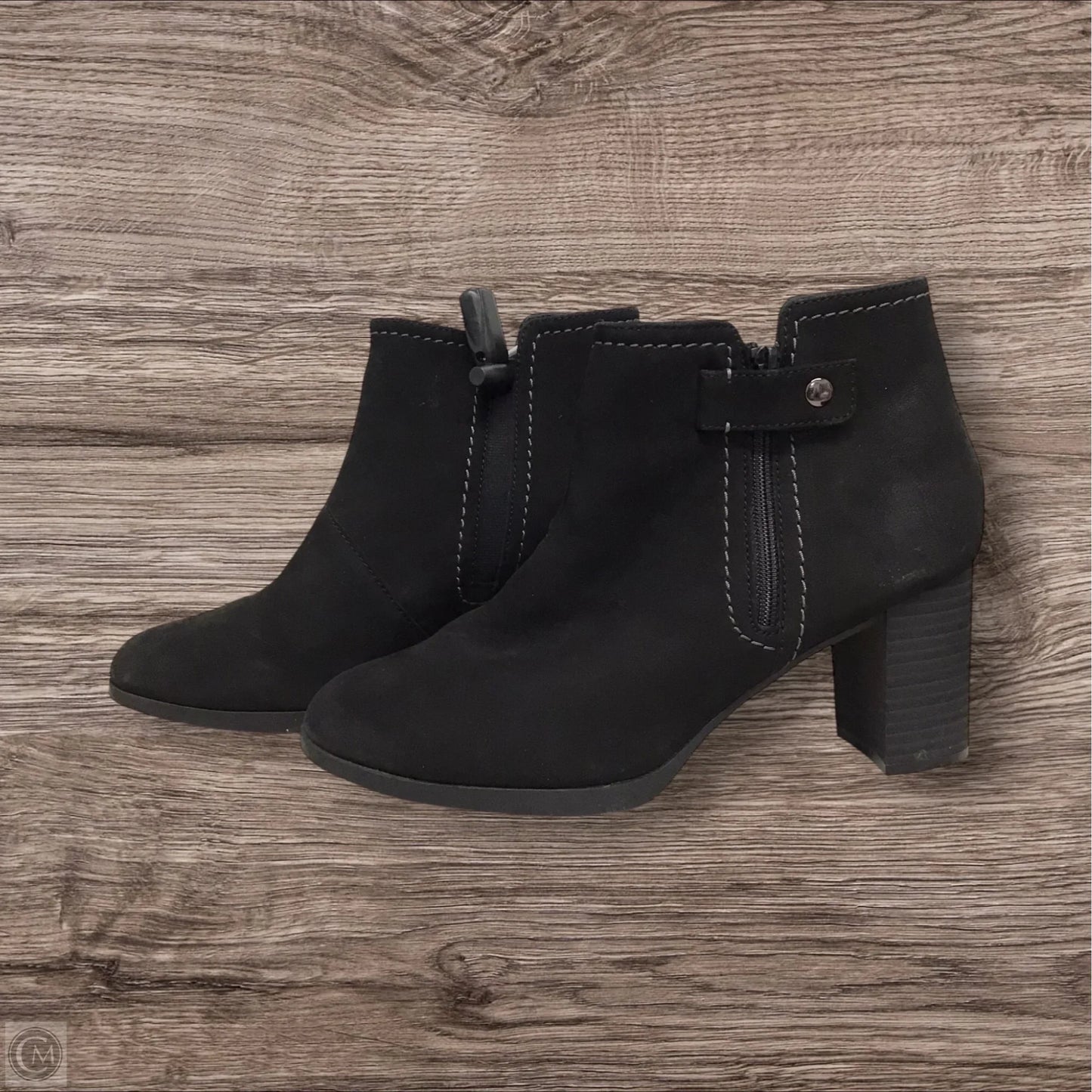 Boots Ankle Heels By Clarks In Black, Size: 6