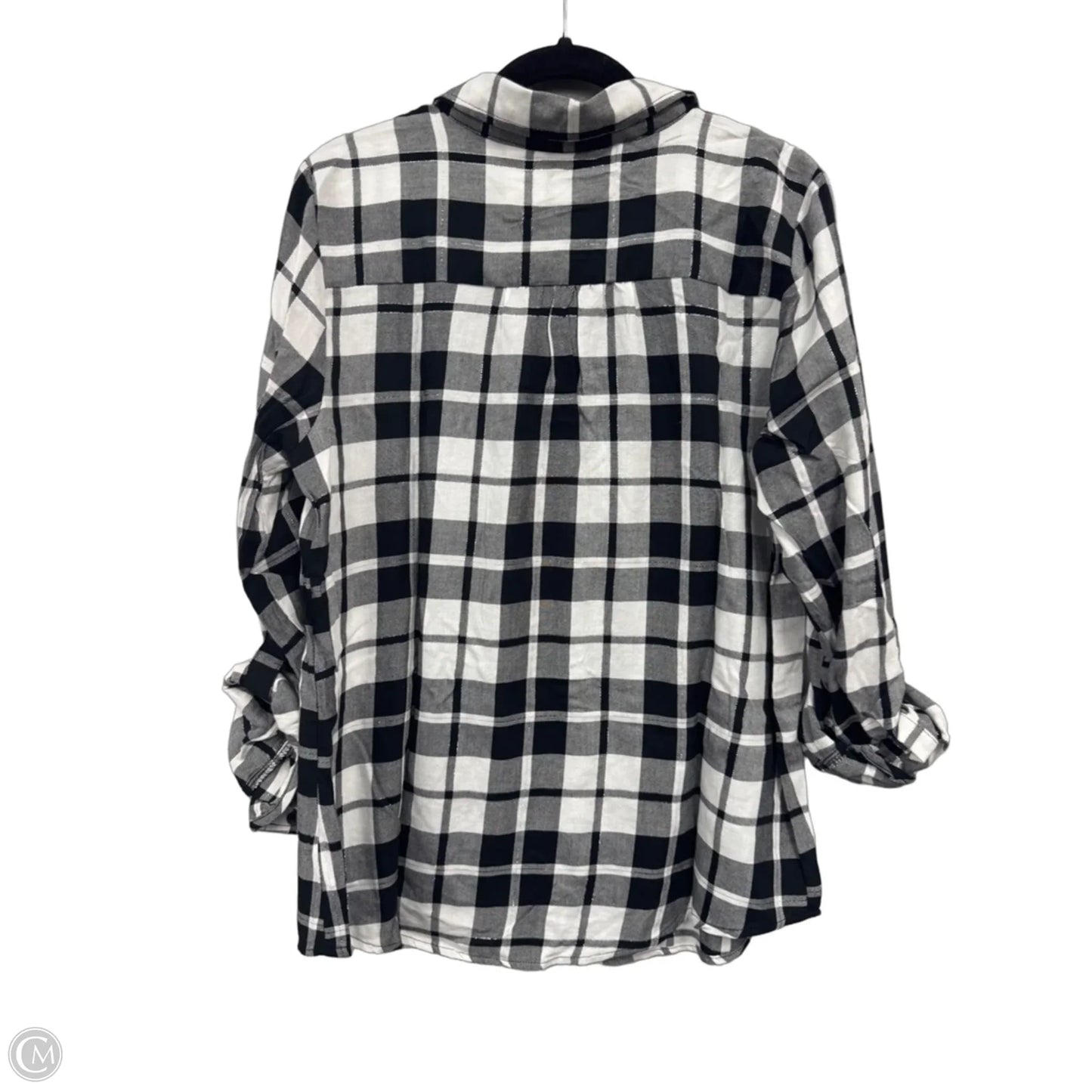 Top Long Sleeve By Kim Rogers In Black & White, Size: M