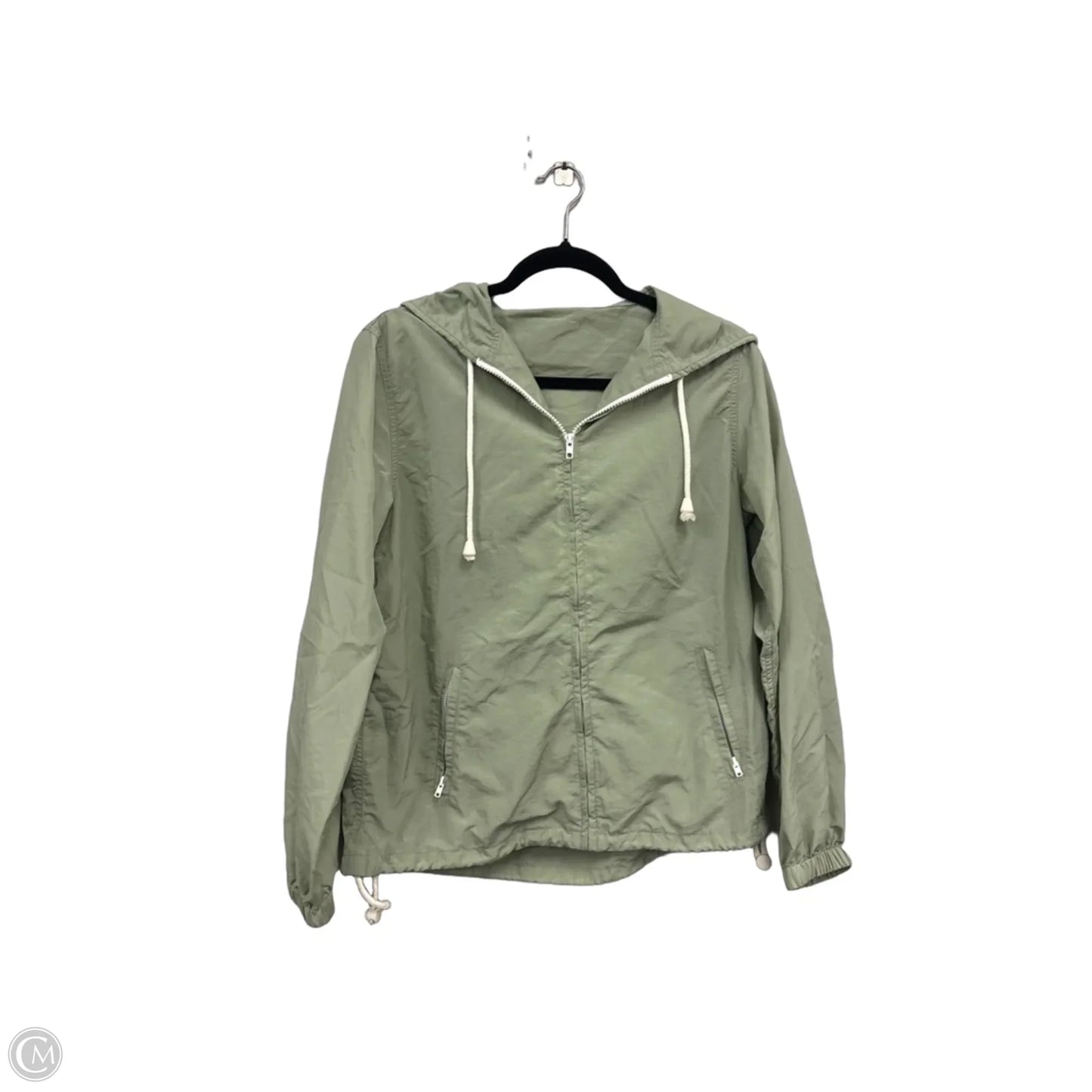 Jacket Windbreaker By Clothes Mentor In Green & White, Size: S