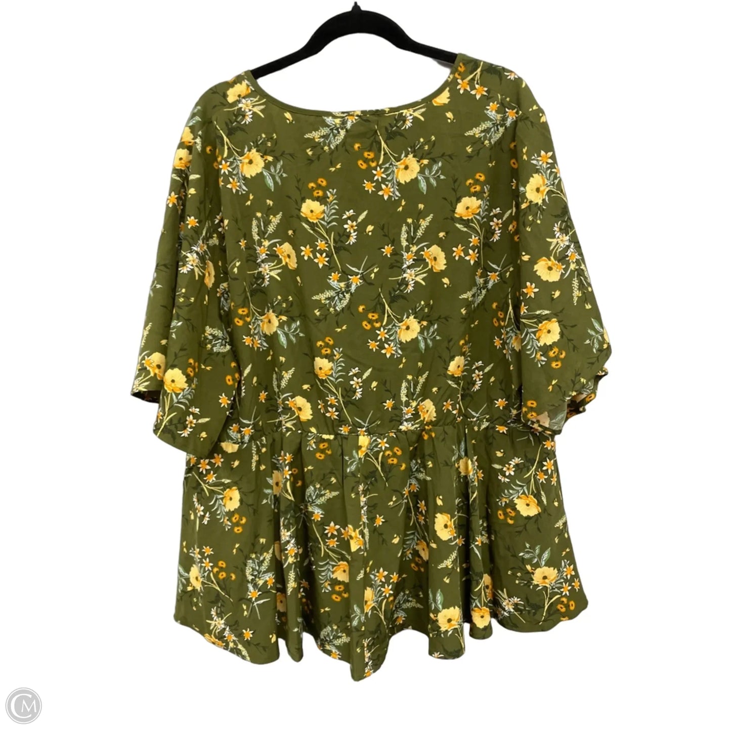 Blouse Short Sleeve By Bloomchic In Green & Yellow, Size: 3x