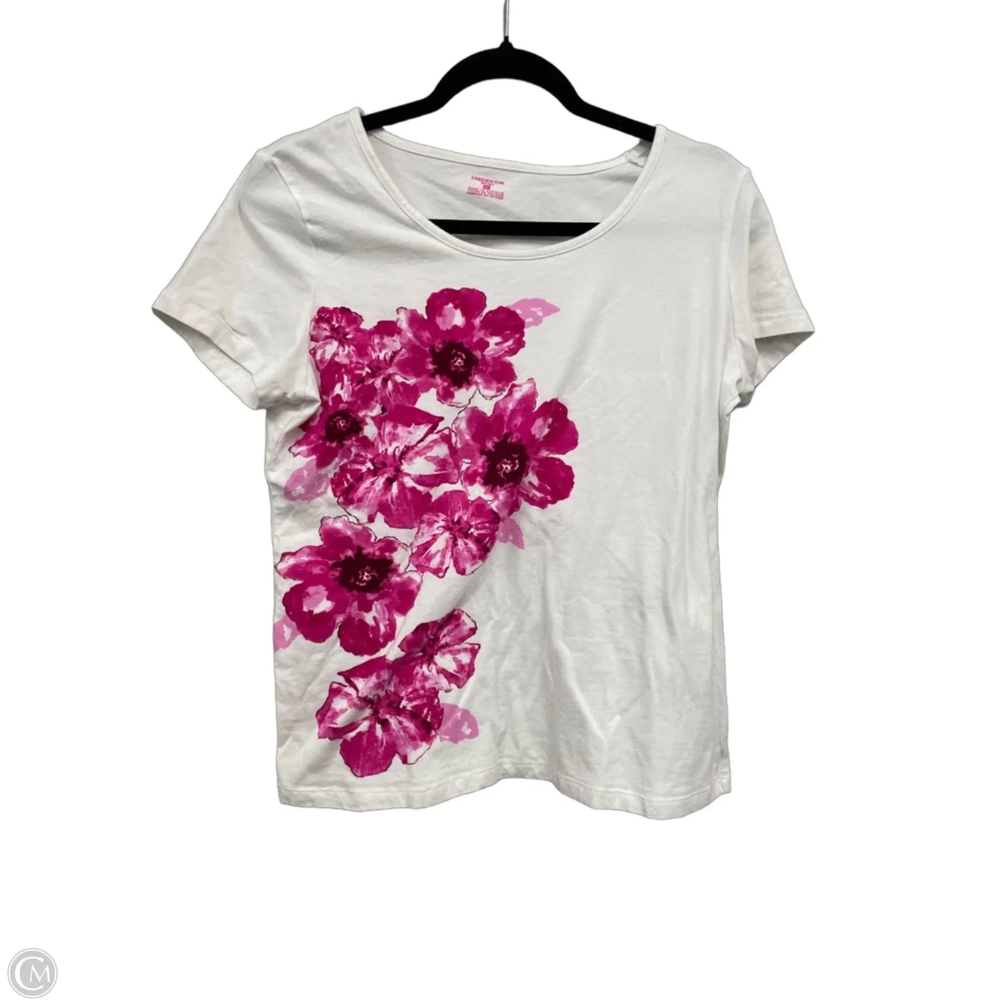 Top Short Sleeve Basic By Jones New York In Pink & White, Size: Xl