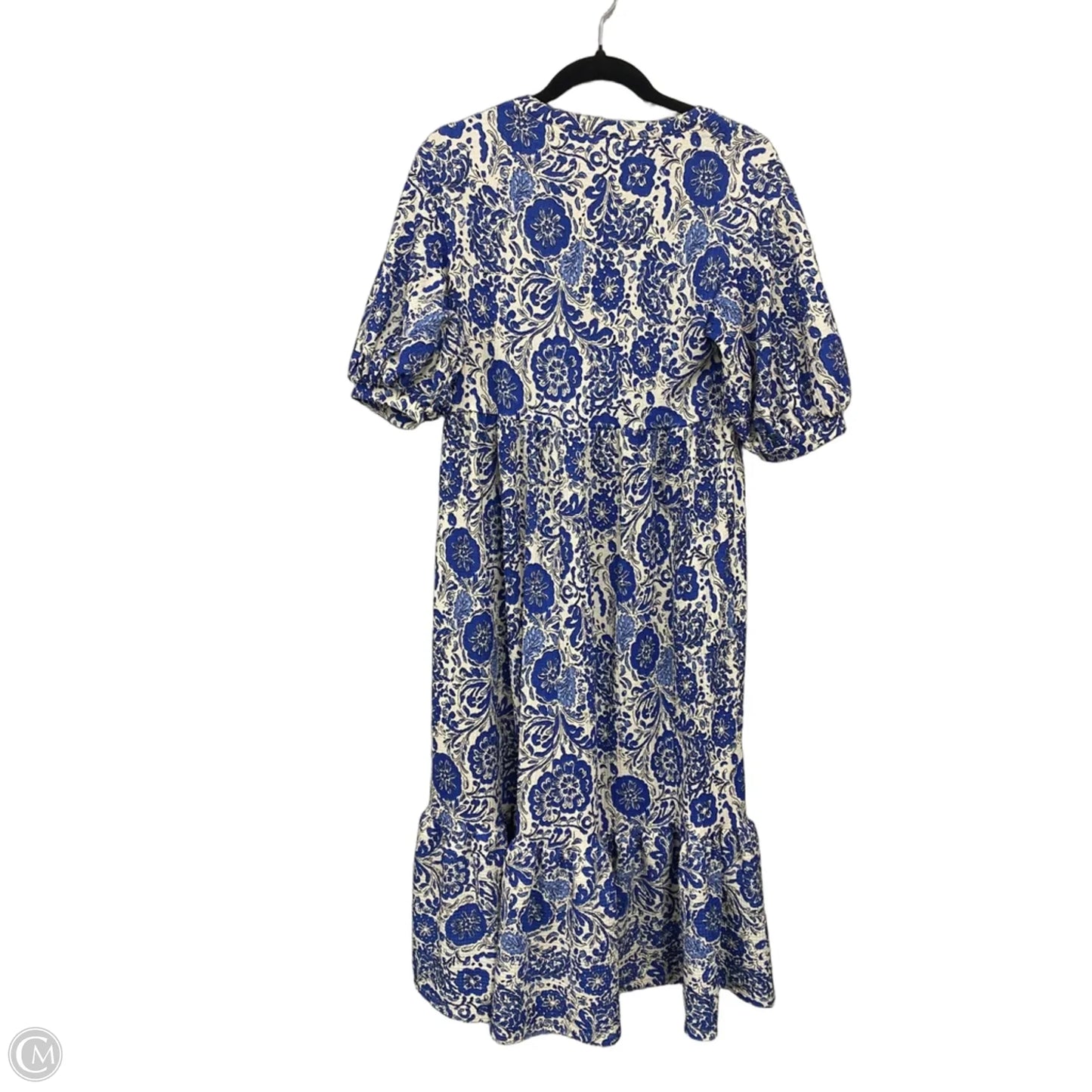 Dress Casual Midi By Zara In Blue & White, Size: S