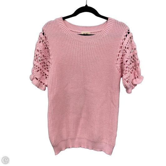 Sweater Short Sleeve By Bibi In Pink, Size: Xl