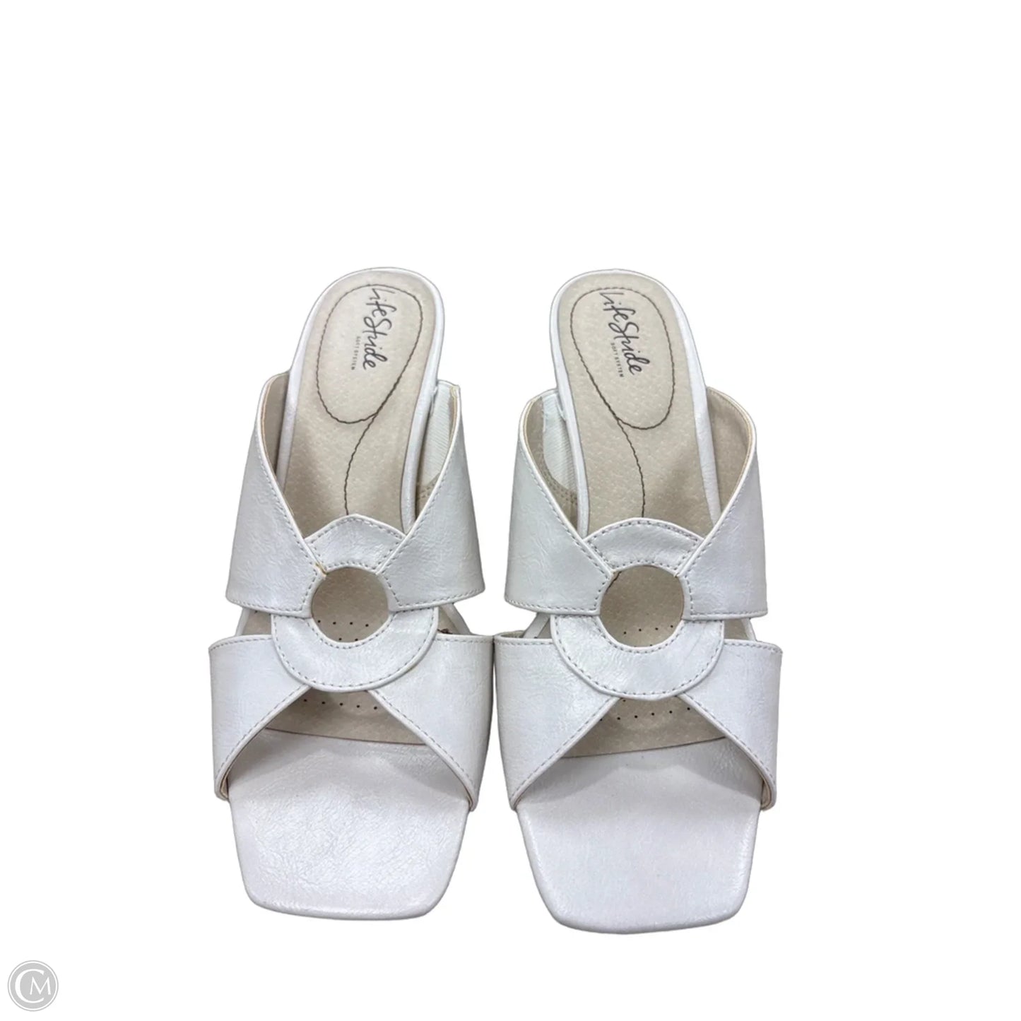 Sandals Heels Block By Life Stride In Cream, Size: 10