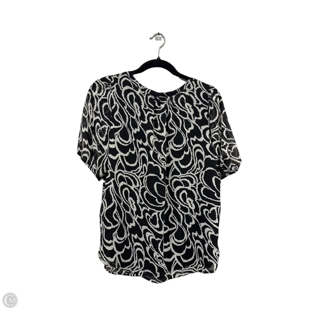 Blouse Short Sleeve By Loft In Black & White, Size: M