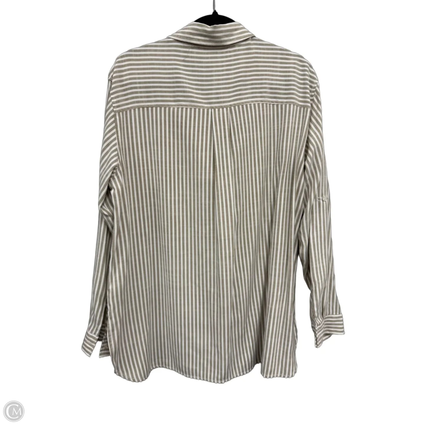 Top Long Sleeve By Max Studio In Tan & White, Size: L
